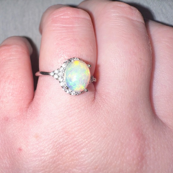 Adjustable Sterling Silver Opalite Ring - Picture 4 of 8